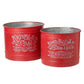 Red Metal Christmas Buckets Set