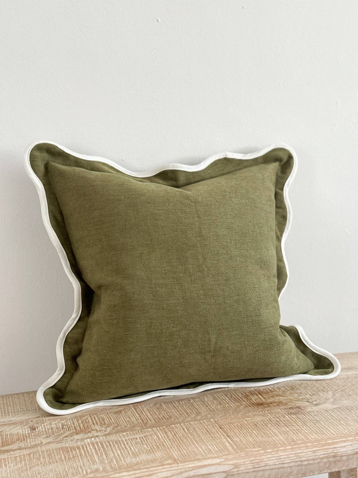 Chloe Olive Scalloped- Linen Blend