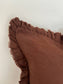 Hallie Ruffled Linen Cushion  – Dark Brown: 45 x 45 cm