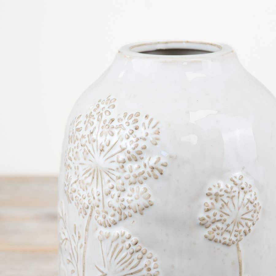 Flower Design White Vase