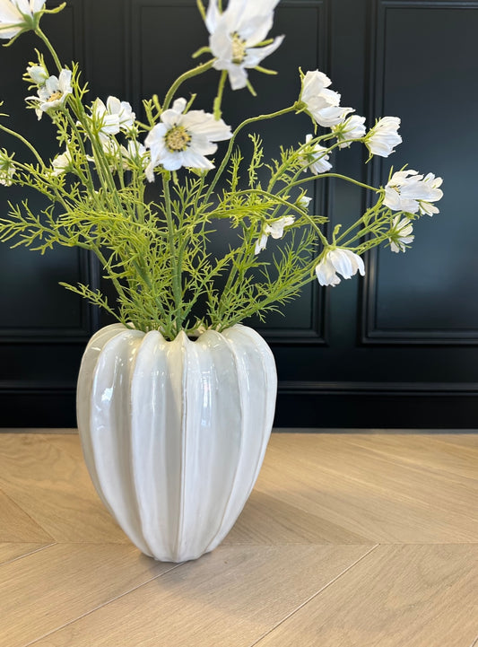 Off White Structured Lined Vase