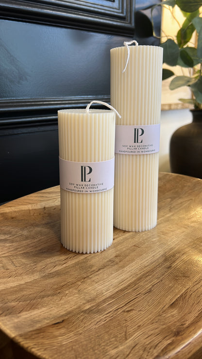 Thin Ribbed pillar candle