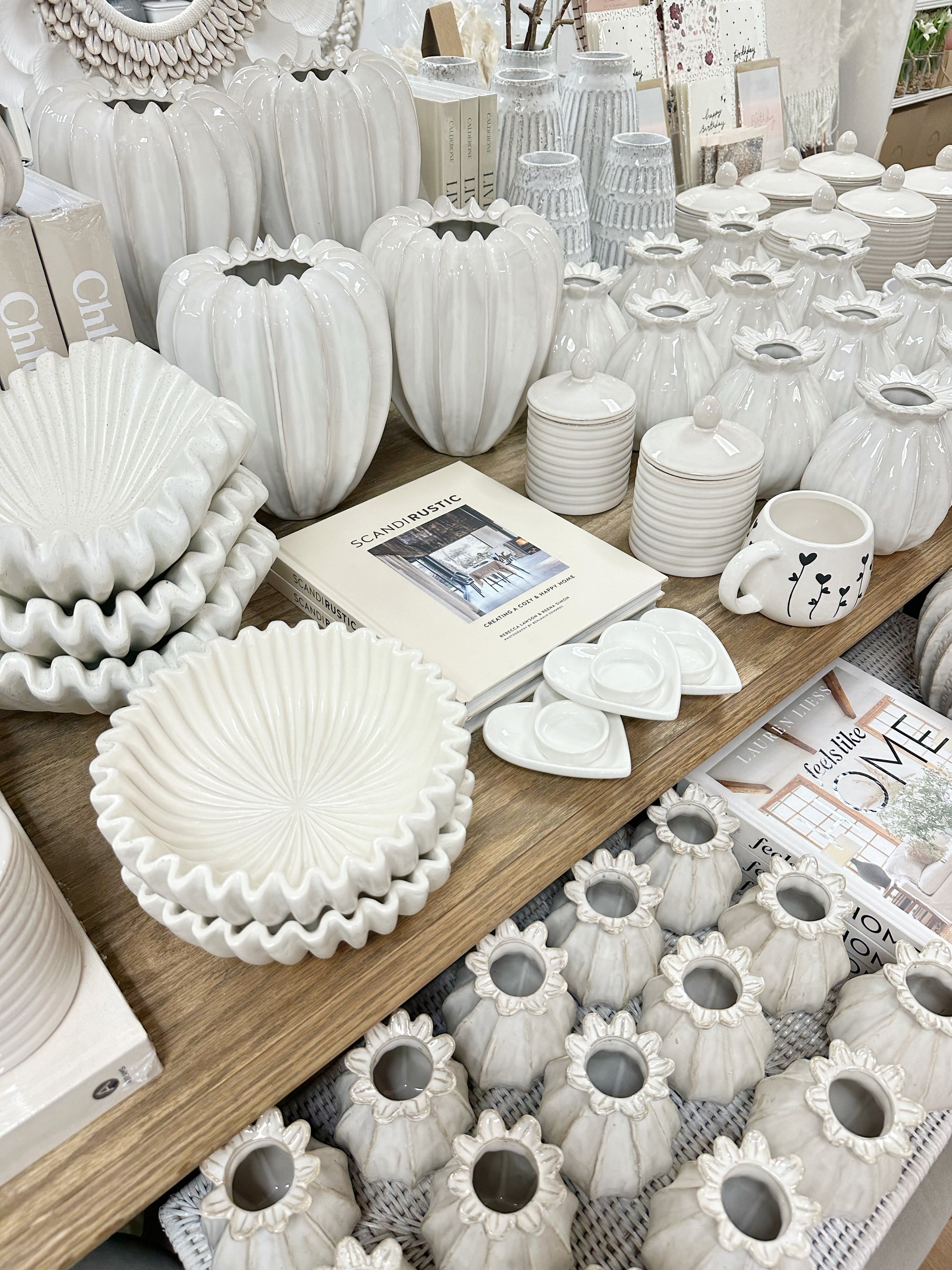 Ruffle White Lined Bowl