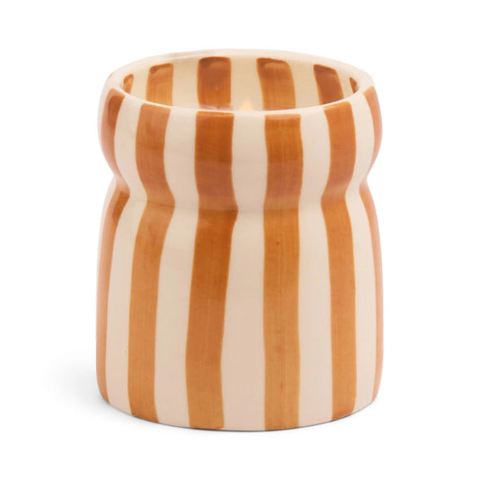 Cabana Rust Striped Ceramic Candle - Sienna Sunset