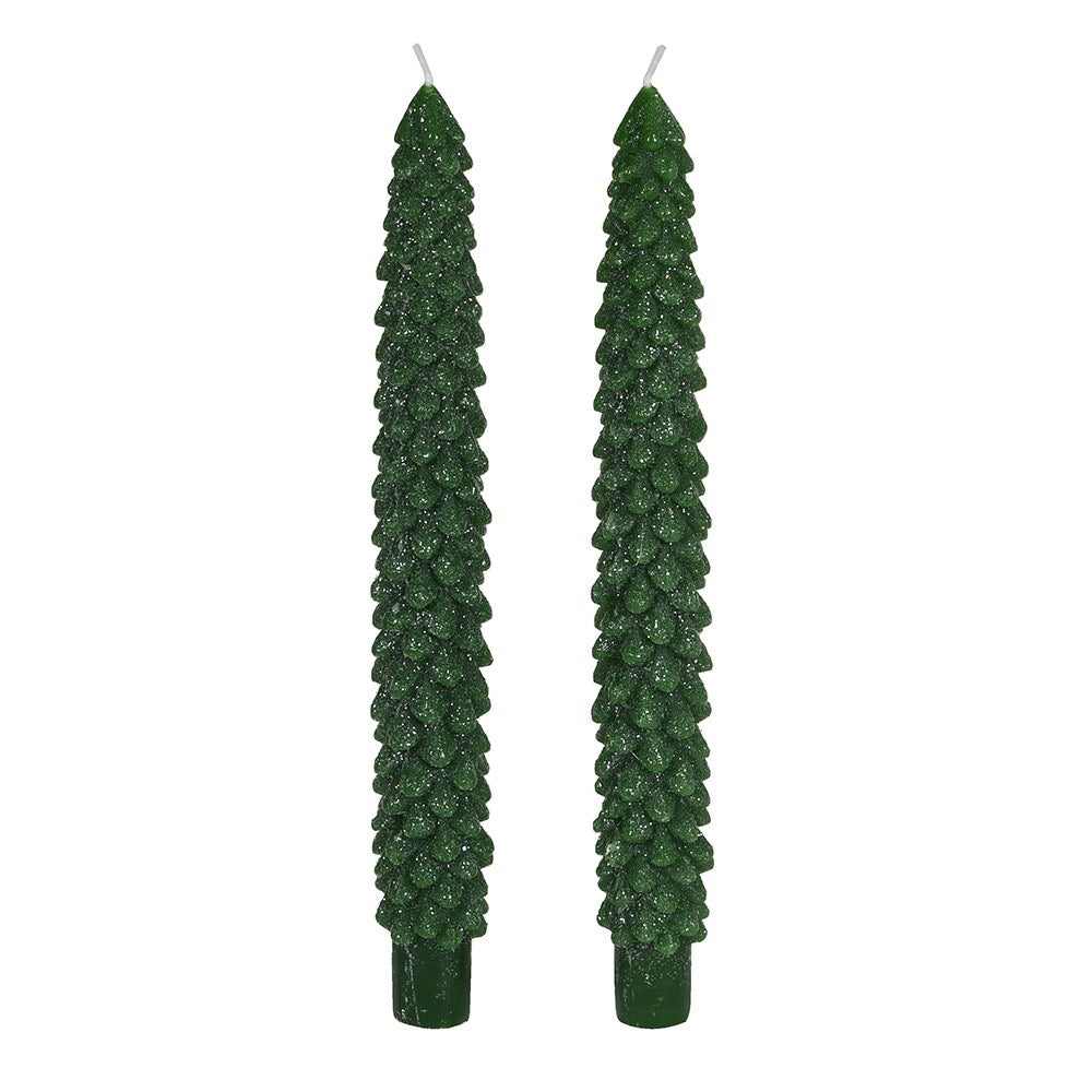 Emerald Christmas Tree Dinner Candles