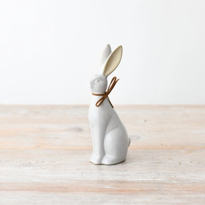 Sitting Rabbit Ornament Brown Bow