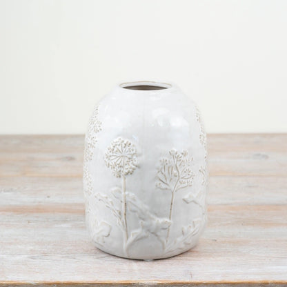 Flower Design White Vase