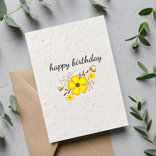 Happy Birthday Bee Plantable Card
