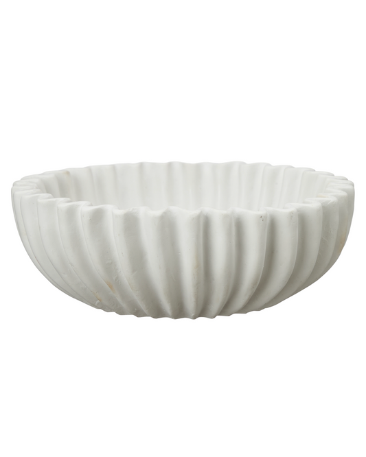 White Scalloped Lined Bowl