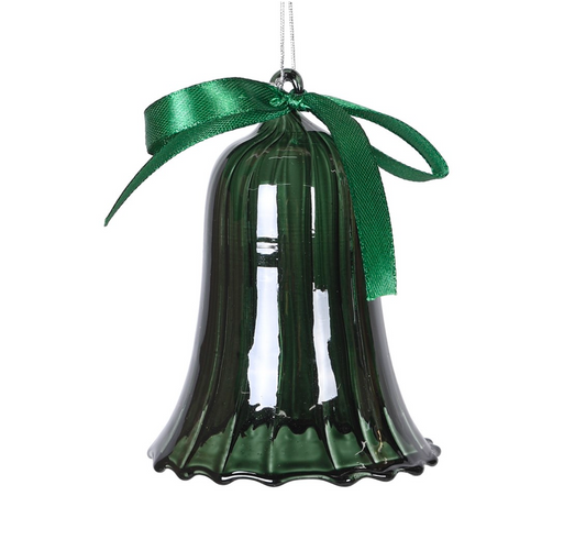 Moss Ribbon Glass Bell