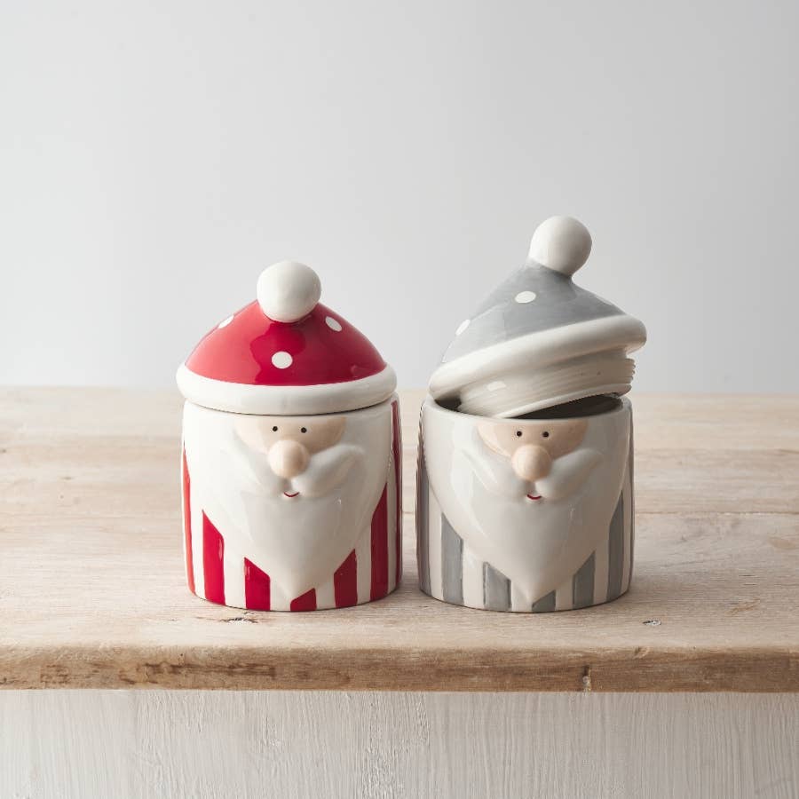 Red Stripe Santa Jar