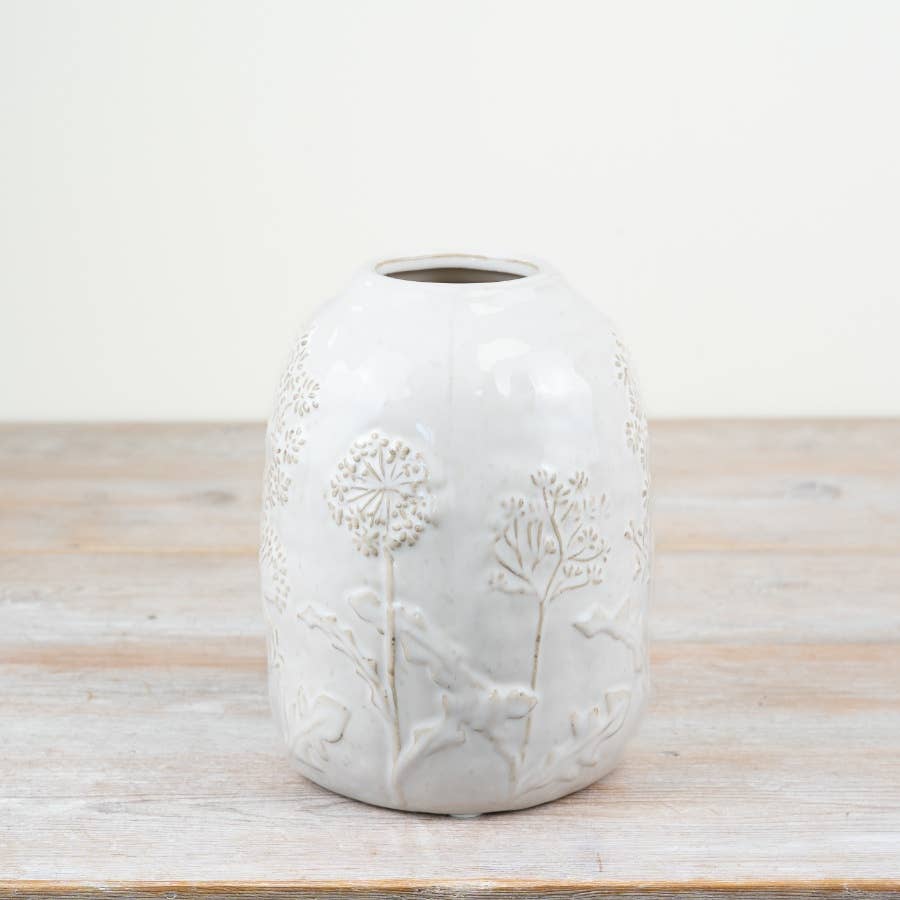 Flower Design White Vase