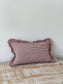 Darcy Ruffle Cotton Cushion 50x30 – Burgundy Stripe