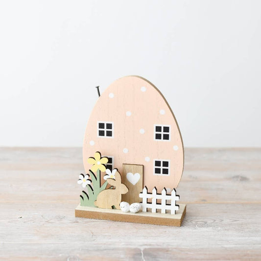 Egg House Wood Deco with Bunny
