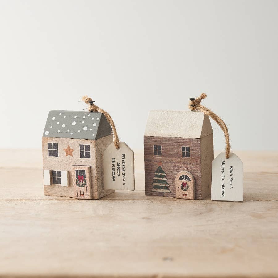 Merry Christmas wooden house deco