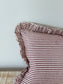 Darcy Ruffle Cotton Cushion 50x30 – Burgundy Stripe