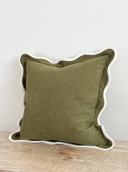 Chloe Olive Scalloped- Linen Blend