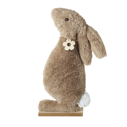 Standing Fur Bunny Wooden Flower