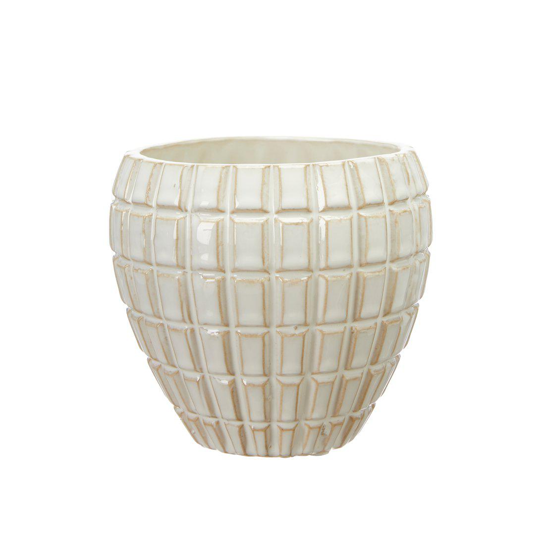 Off White Grid Planter