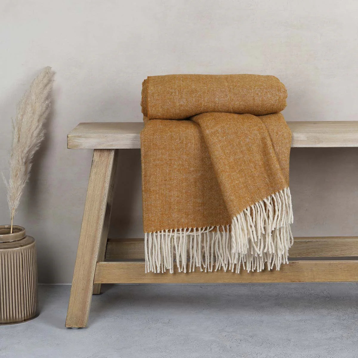Ochre Herringbone Throw