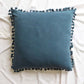 Blue Linen Tassel Cushion 