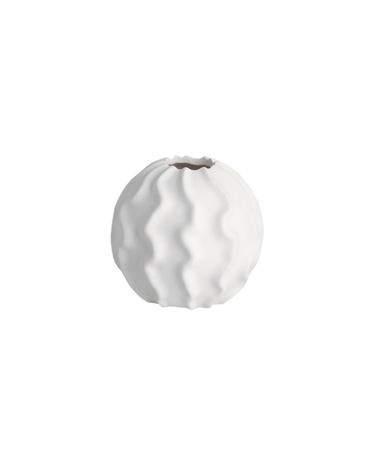 Matte White Wave Ball Vase