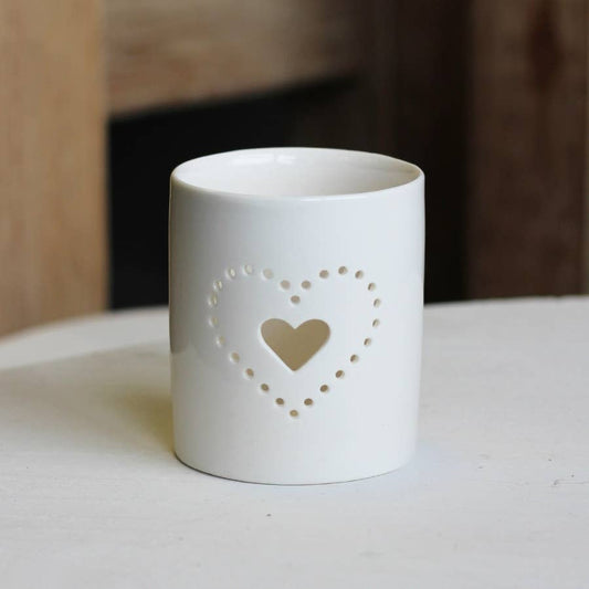 Dotted Heart Candle Pot