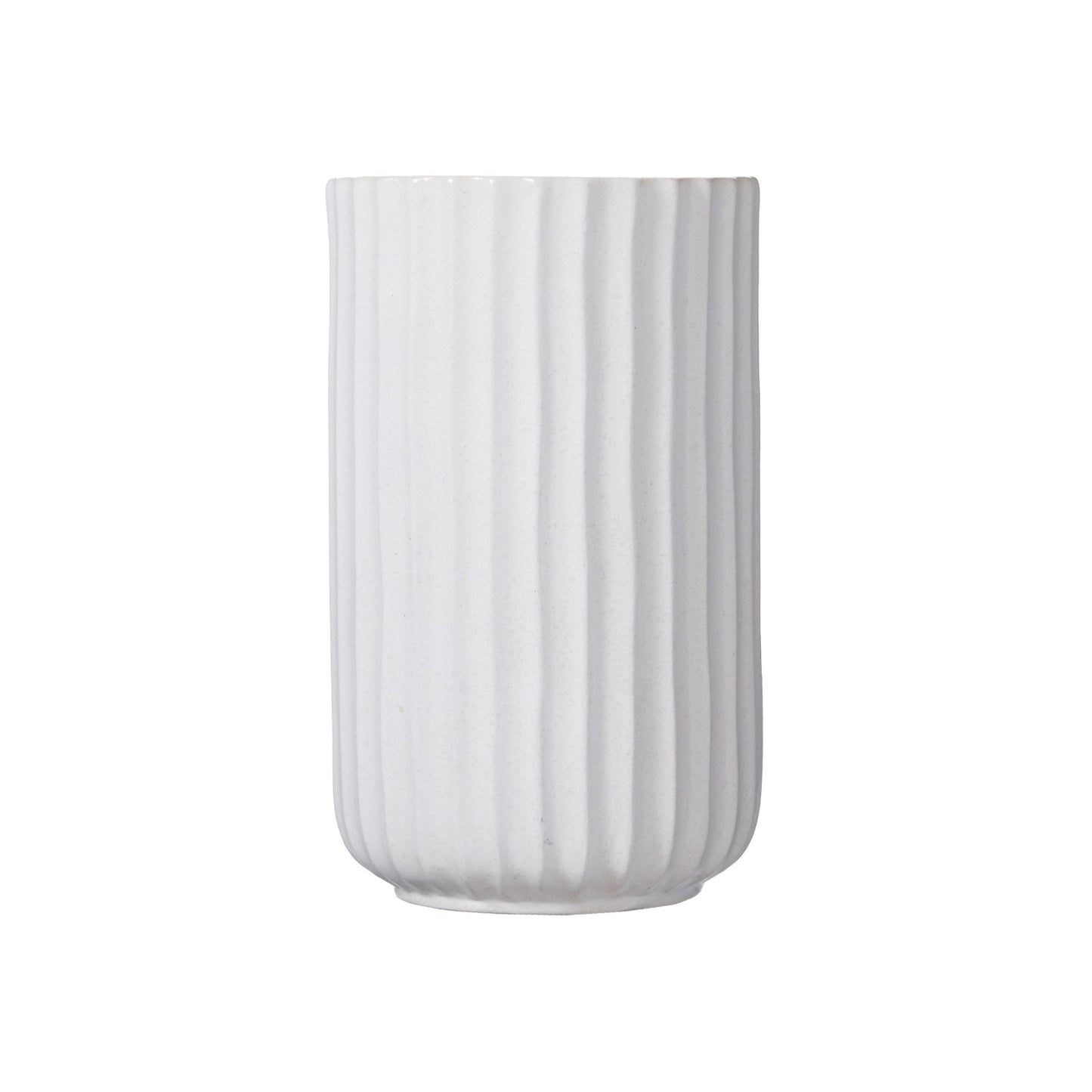 White Ribbed Ceramic Vase