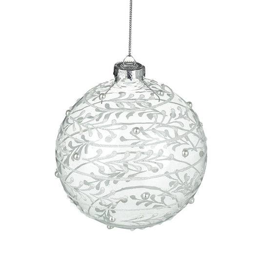 White Leaf Glass Bauble